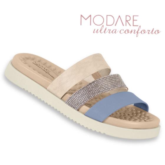 Imagem de Papete Modare Sandalia Original Rasteira Esporao Fascite Plantar Ortopedica Papete Flat Feminina Rasteirinha Strass