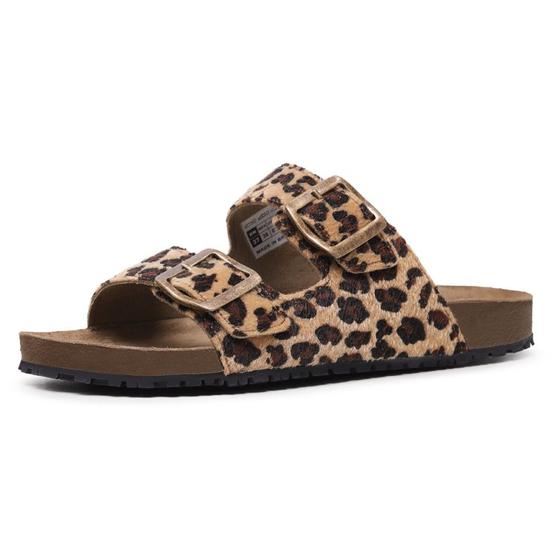 Imagem de Papete Sandalia Retro Couro Anatomica Fivela de Metal com Regulagem da Moda Verao