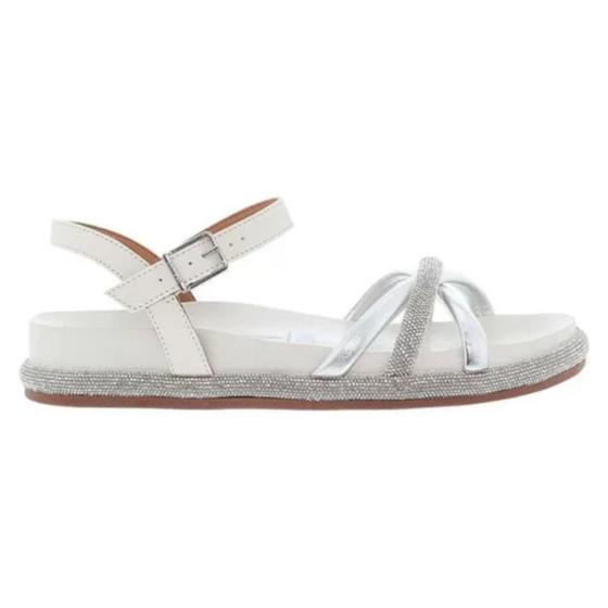 Imagem de Papete Vizzano Flatform Strass Feminina - Branco e Prata