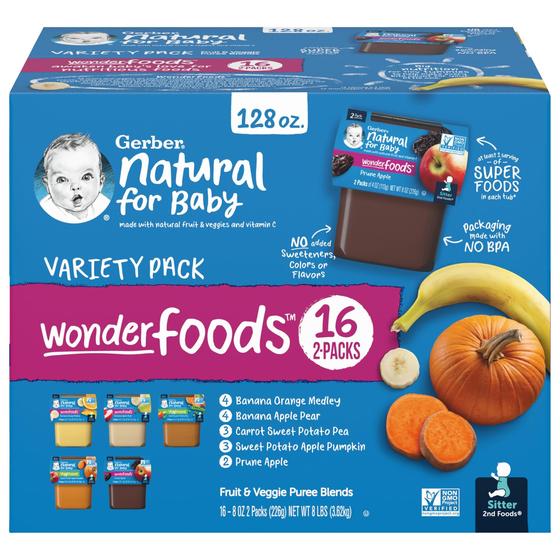 Imagem de Papinha Gerber 2nd Foods Natural WonderFoods - 32 Unidades de 120ml