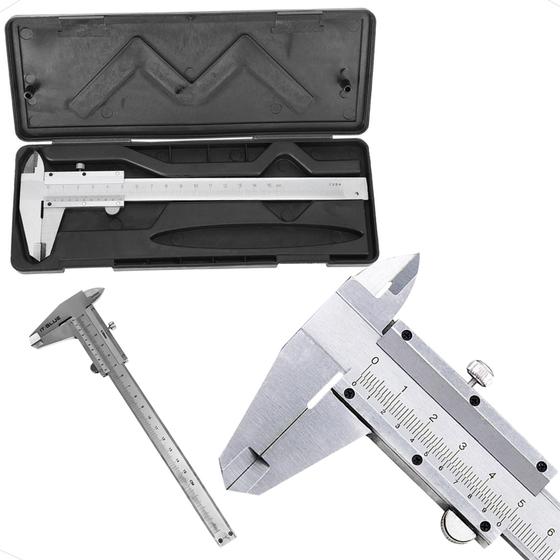 Imagem de Paquimetro Manual Universal Analogico Aço Inox + Case 150mm