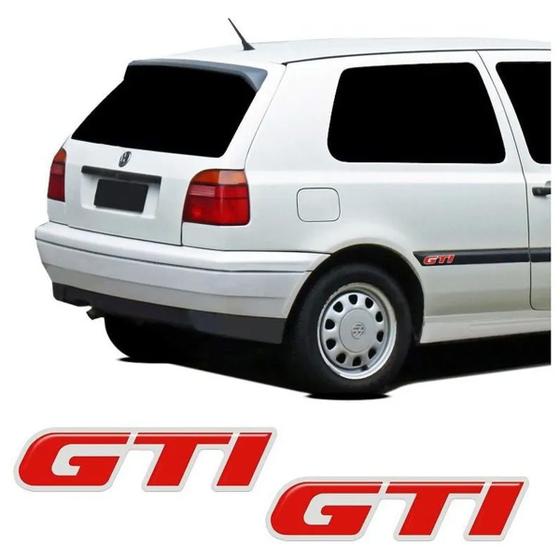 Imagem de Par Adesivos Gti Golf Antigo Emblema Lateral Cromo Resinado