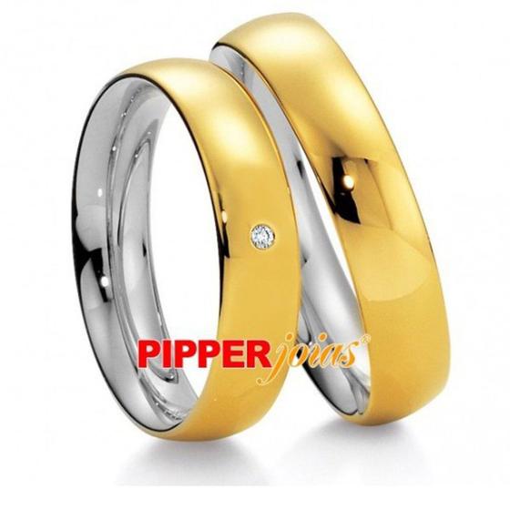 Imagem de Par Aliança de Casamento ou de Noivado em ouro 18k - ALM1201 - Pipper Joias