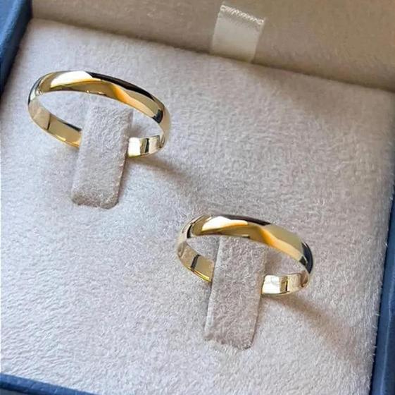 Imagem de Par Alianças de casamento Abaulada 3mm 3 gramas Ouro Amarelo 18k