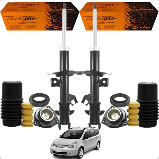 Imagem de Par Amortecedor com Kit Batente Coifa Coxim Dianteiro Fiat Grand Livina Original 