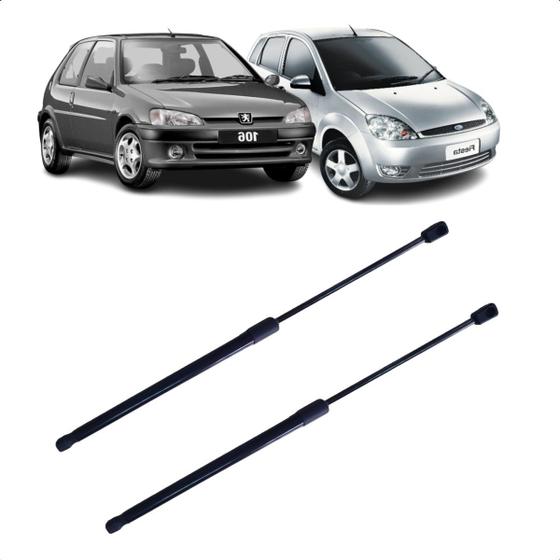 Imagem de Par Amortecedor de Porta Malas Peugeot 106 1992 a 2000 Fiesta Hatch 1996 a 2006 com e sem Limpador