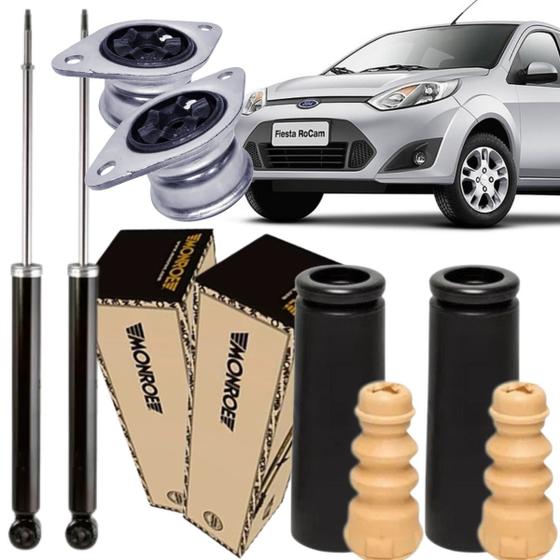 Par Amortecedor Fiesta Traseiro + Coxim + Kit Batente Coifa Menor preço em Par Amortecedor Fiesta Traseiro + Coxim + Kit Batente Coifa