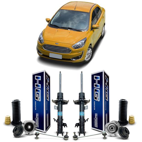 Imagem de Par Amortecedor Kit Coxim Batente Bieleta Suspensão Dianteira Ford New Ka Sedan 2014 2015 2016 2017 2018 2019 2020 2021