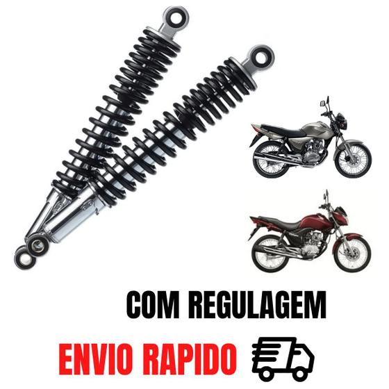 Imagem de Par Amortecedor Traseiro Titan 150 2005 a 2013 Com Regulagem Cromado Lado Direito + Esquerdo