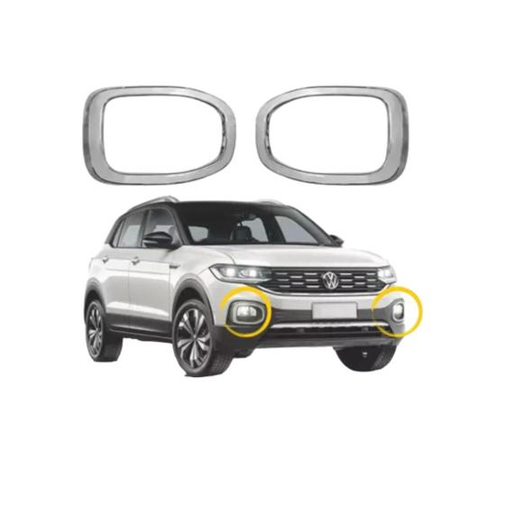 Imagem de Par Aplique Aro Cromado Farol De Milha Volkswagen T-cross Tsi 2019 20201 2022 2023