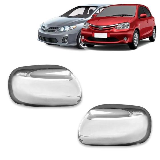 Imagem de Par Aplique Cromado Capa Retrovisor Corolla 2009 2010 2011 2012 2013 2014 Etios 2012 2013 Sem Pisca