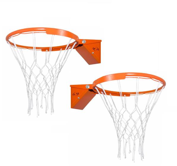 Imagem de Par Aro Basquete Oficial Retrátil Com Molas E Rede