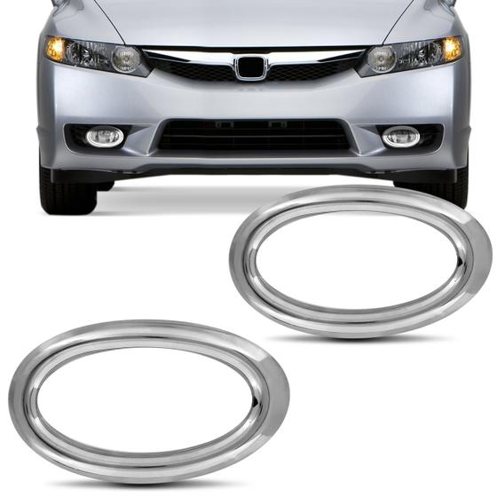 Par Aro Moldura Cromado Grade Farol de Milha New Civic 2009 a 2011 Menor preço em Par Aro Moldura Cromado Grade Farol de Milha New Civic 2009 a 2011