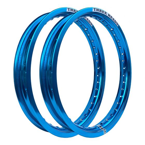 Imagem de Par Aros em Alumínio Threeheads 17x215 e 17x215 Xtz 125 X Motard Azul Claro