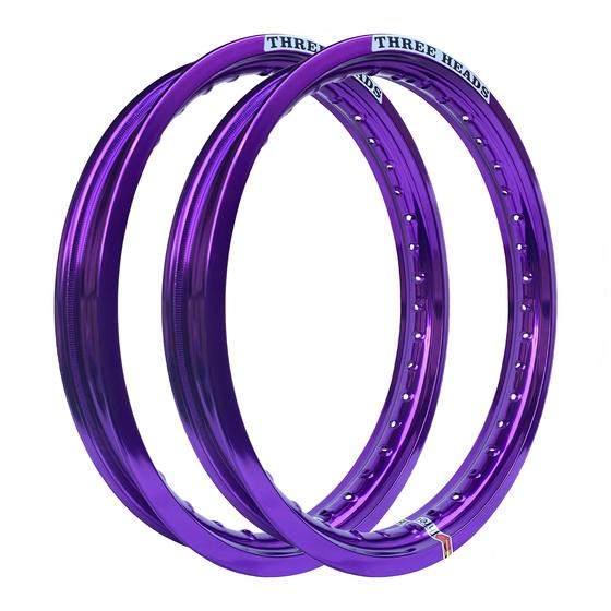 Imagem de Par Aros em Alumínio Threeheads 17x250 e 17x250 Xtz 250 Lander X Motard Xtz 125 X Violeta Lilás Roxo