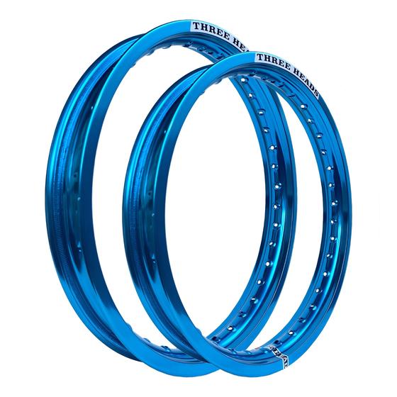 Imagem de Par Aros em Alumínio Threeheads 21x185 e 18x250 Xre 300 Tornado Crf 230 Lander Ténéré Azul Claro