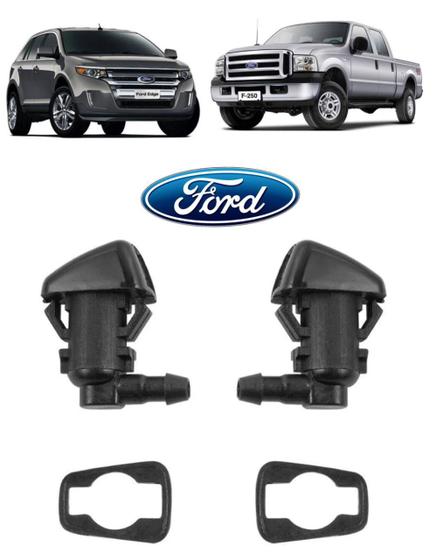 Imagem de Par Bico Esguicho Brucutu Limpador Agua Parabrisa Ford Edge F250 F350 F450 2011 2012 2013 2014 2015 2016  Bc3z17603A