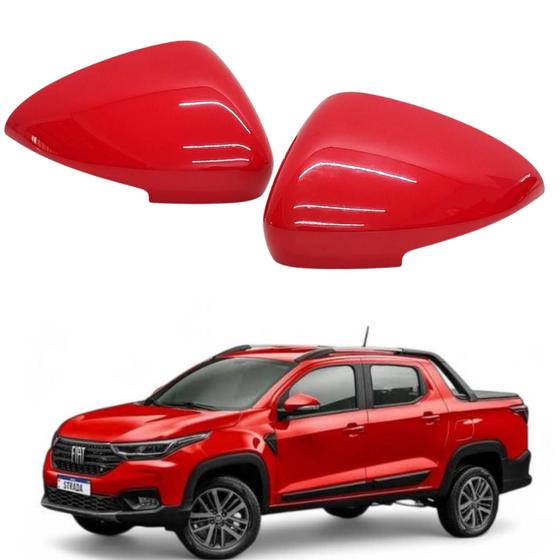 Imagem de Par Capa Retrovisor Fiat Nova Strada 2021 2022 2023 2024 2025 Vermelho Monte Carlo Com Furo Original