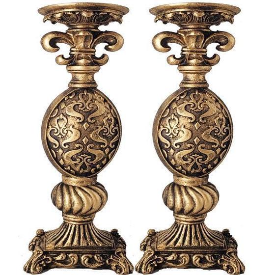 Imagem de Par Castiçal Flor De Lis Pedestal Decoração Vela Gde 22320