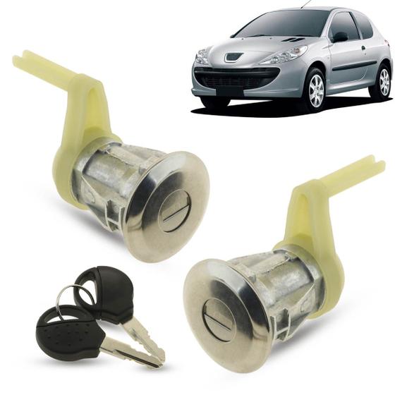 Imagem de Par Cilindro da Porta Dianteira Com Chave Peugeot 206 2001 a 2006 207 2008 a 2014 Hatch Sedan Wagon Passion Hoggar