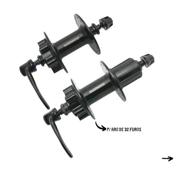 Imagem de Par cubo shimano touney tx506 32 furos p/ disco 6 parafusos c/blocagem - 8v / 9v / 10v compatível com 11v mtb