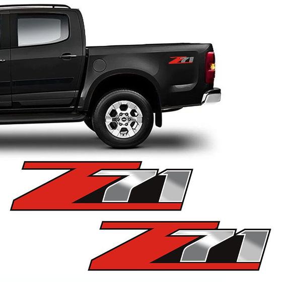 Imagem de Par De Adesivos Chevrolet Z71 S10 Vermelho E Preto Lateral