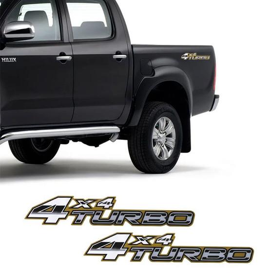 Imagem de Par de Adesivos Hilux 2005/2008 4x4 Turbo Dourado