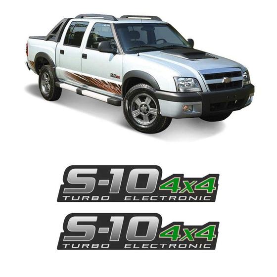 Imagem de Par de Adesivos S10 Rodeio 4x4 Turbo Eletronic Verde (Porta)