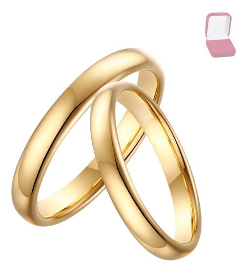 Imagem de Par De Alianças 3mm Ouro 18k Casamento Noivado Tungstênio