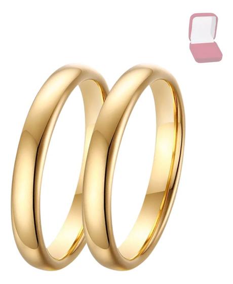 Imagem de Par De Alianças 3mm Ouro 18k Casamento Noivado Tungstênio