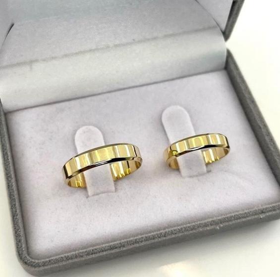 Imagem de Par de alianças de ouro 18k Legítimo casamento / noivado 4,7mm 7 gramas + Anel solitário