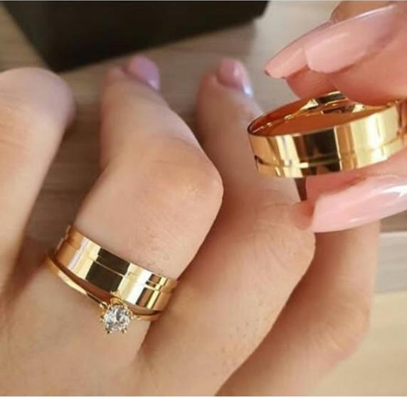 Imagem de Par de alianças de ouro 416k com 5mm
