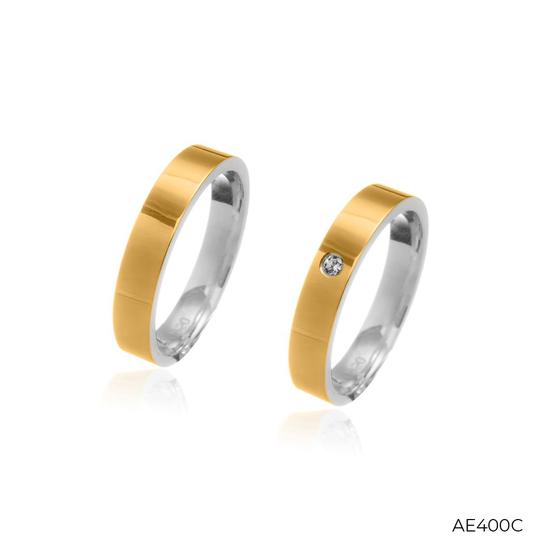 Imagem de Par de Alianças Lumini encapadas em Ouro 18k com 4mm de largura