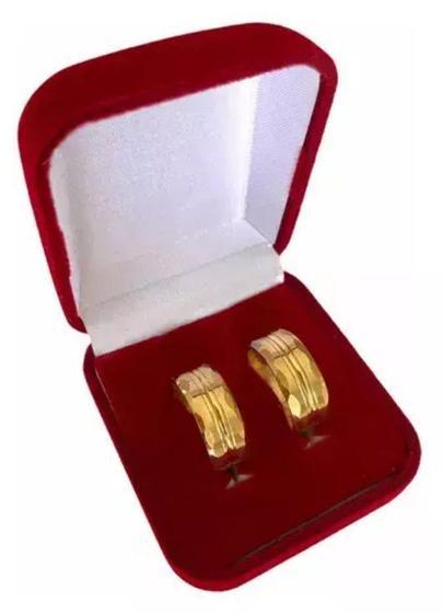 Imagem de Par De Alianças Luxo 8mm Compromisso - Banhado A Ouro 18k