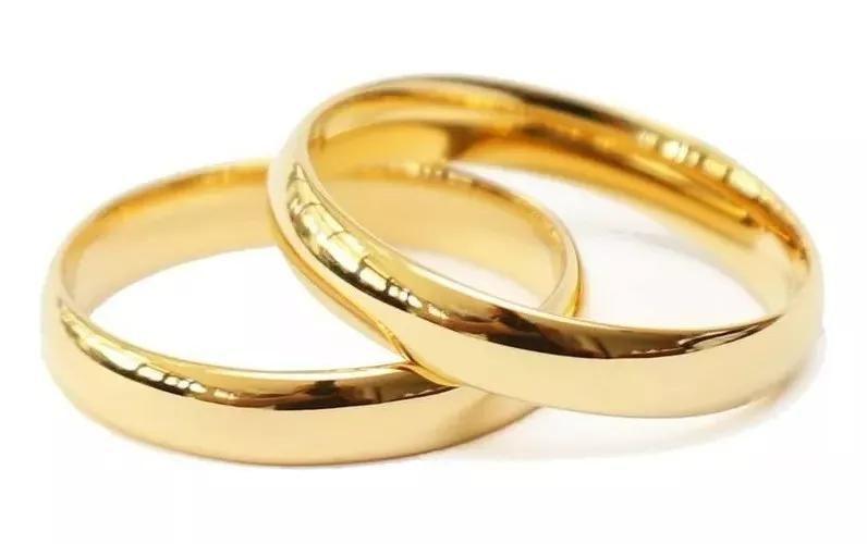 Imagem de Par De Alianças Ouro 18k Banhada Casamento Tungstênio 4mm 