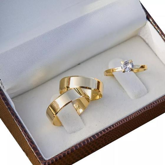 Imagem de Par de Alianças Ouro 18k Puro 6mm 8g Casamento