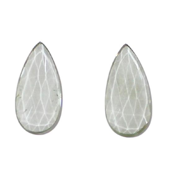 Imagem de Par de Ametista Verde Natural Facetado Rose Cut Formato Gota Dimensões (LxC) 31x14 mm