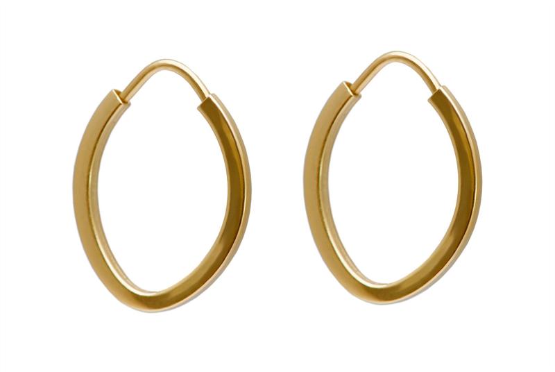 Imagem de Par de Brinco  Argola Oval em Ouro 18k