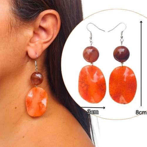 Imagem de Par de brinco feminino com estilo elegante artesanal feitos com miçangas e entremeios