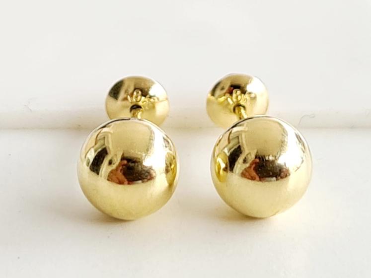 Imagem de Par de Brincos Bolinhas 4mm, Em Ouro Amarelo 18K