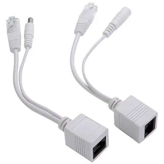 Imagem de Par De Cabo Adaptador Injetor Poe Rj45 Macho E Fêmea 30 Cm