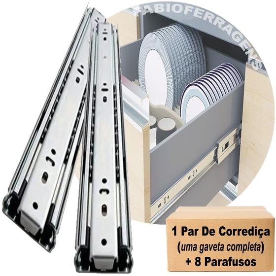 Par De Corrediça Para gaveta Telescópica Larga De 50cm - Capacidade 35kg Menor preço em Par De Corrediça Para gaveta Telescópica Larga De 50cm - Capacidade 35kg