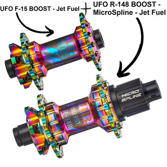 Imagem de Par de Cubo Traseiro Dianteiro BOOST Dabomb Bike Bicicleta UFO F-15 / UFO R-148 MicroSpline Jet Fuel