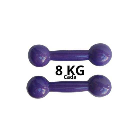 Imagem de Par De Halteres Emborrachado Lilas 8 Kg Fitness Musculação