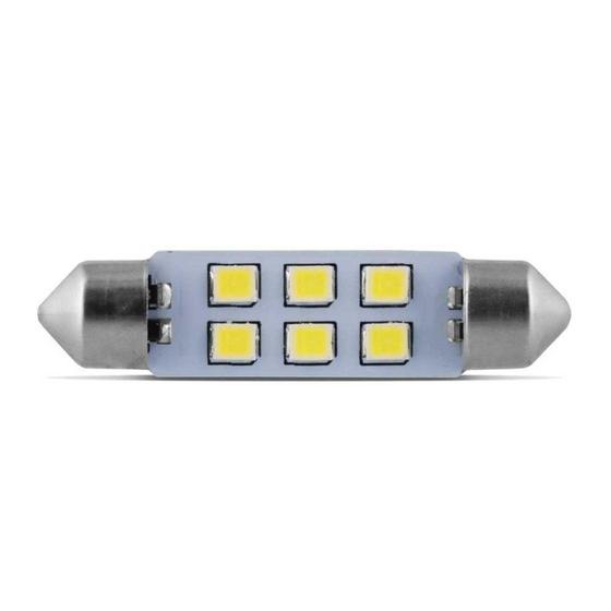 Imagem de Par de lampada 6 leds 42mm 12 v branco