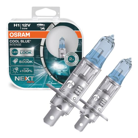 Imagem de Par de Lâmpadas Osram H1Cool Blue Intense Next Gen 5000K 12V 55w Efeito Led Automotiva Original