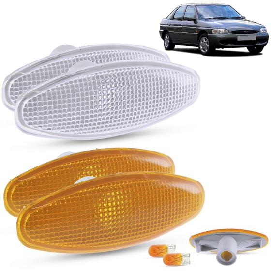 Imagem de Par de Lanterna Pisca Seta Lateral + Lâmpada Ford Escort Zatec Hatch Sedan SW 1997 a 2002 Mondeo 1997 a 2001