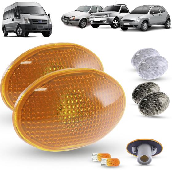 Imagem de Par de Lanterna Pisca Seta Lateral + Lâmpada Ford Ka 1997 a 2006 Fiesta 1996 a 2002 Courier 1997 a 2013 Transit