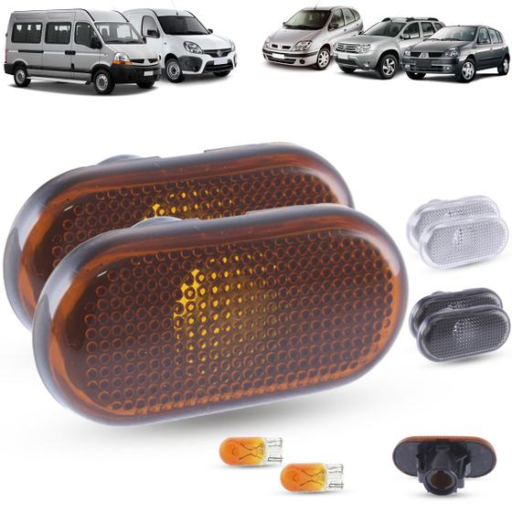 Imagem de Par de Lanterna Pisca Seta Lateral + Lâmpada Renault Clio Scenic Duster Kangoo Master