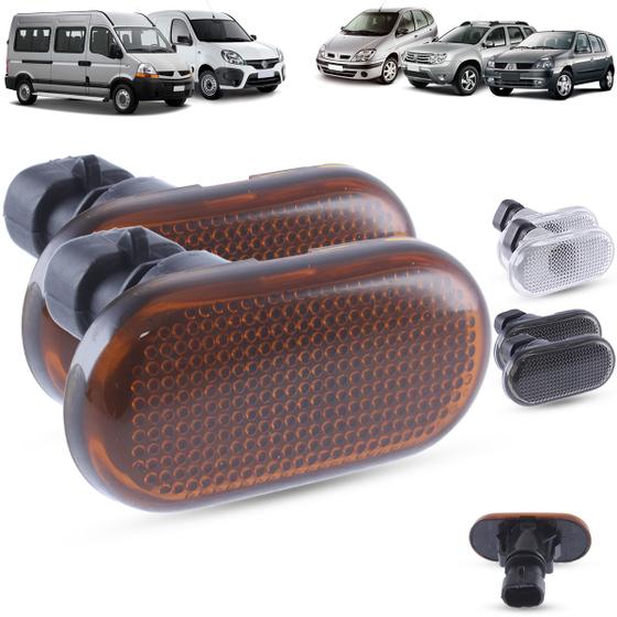 Imagem de Par de Lanterna Pisca Seta Lateral + Soquete Renault Clio Scenic Duster Kangoo Master